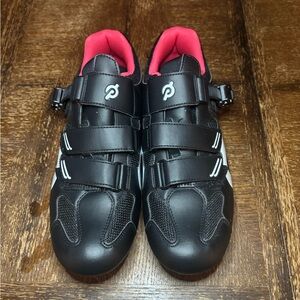 Black Cycling Shoes with Red Interior